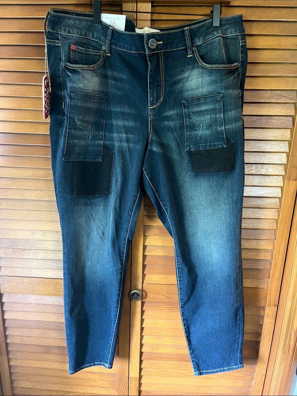 Slink Curvy JeansDark Blue Patch Detail Boyfriend Jeans for Women Size 18 NWT